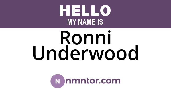 Ronni Underwood
