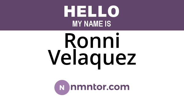 Ronni Velaquez