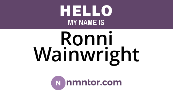 Ronni Wainwright