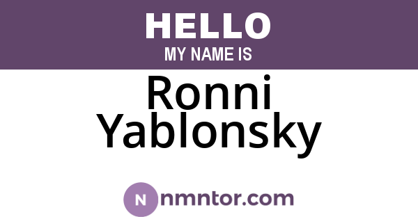 Ronni Yablonsky