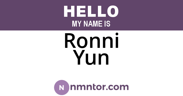 Ronni Yun