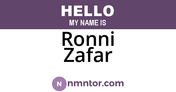 Ronni Zafar