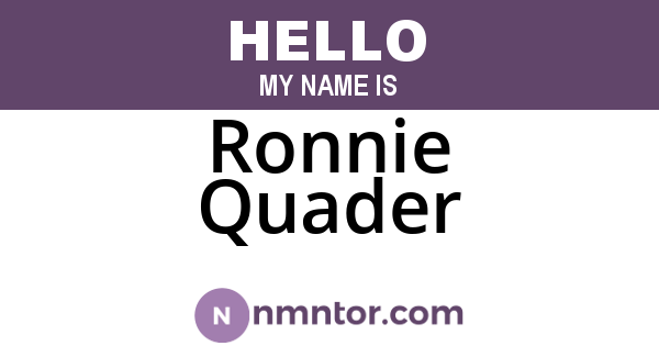 Ronnie Quader