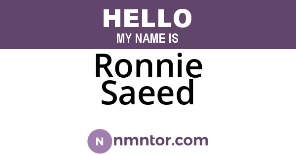 Ronnie Saeed