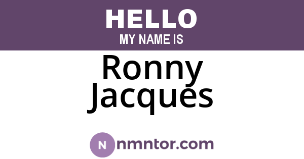 Ronny Jacques