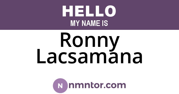 Ronny Lacsamana