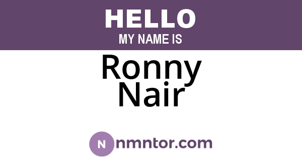Ronny Nair