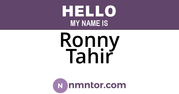 Ronny Tahir