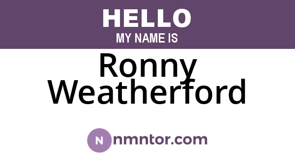 Ronny Weatherford