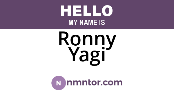 Ronny Yagi