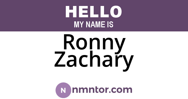 Ronny Zachary