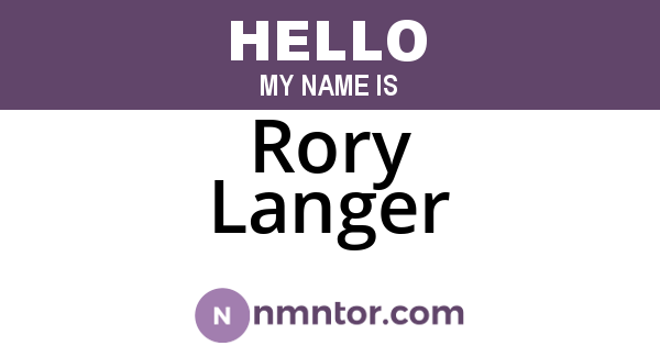 Rory Langer