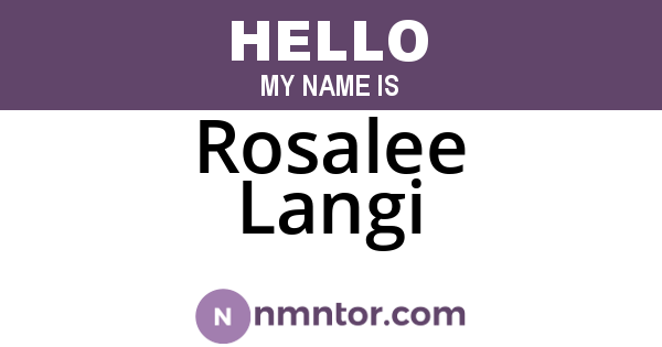 Rosalee Langi
