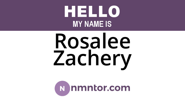 Rosalee Zachery
