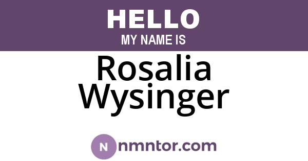Rosalia Wysinger