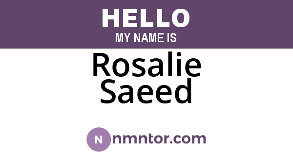 Rosalie Saeed