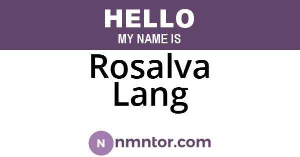 Rosalva Lang