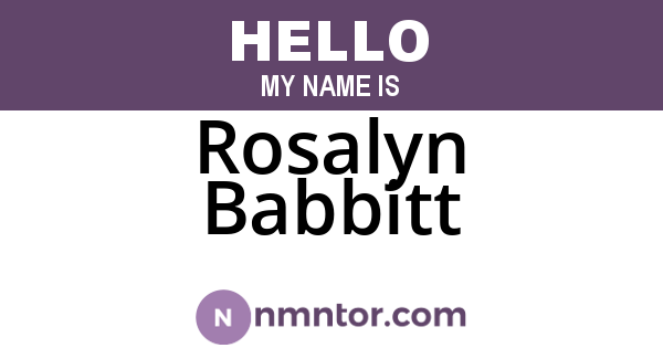Rosalyn Babbitt