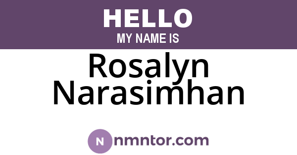Rosalyn Narasimhan