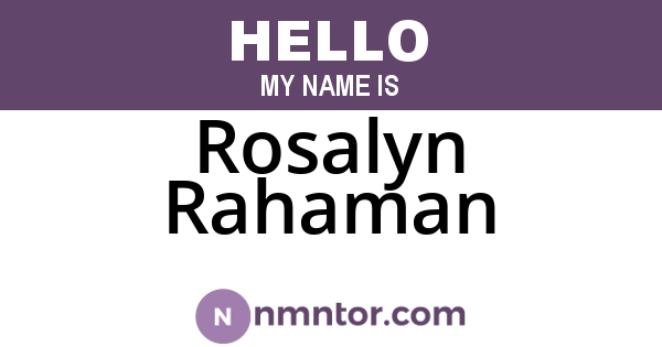 Rosalyn Rahaman