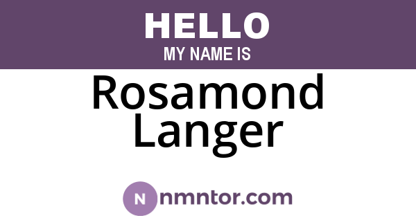 Rosamond Langer