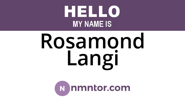 Rosamond Langi