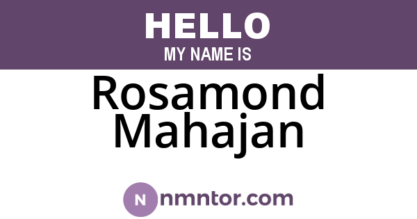 Rosamond Mahajan