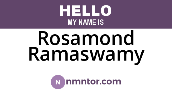 Rosamond Ramaswamy