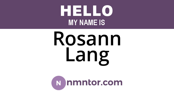 Rosann Lang