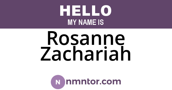 Rosanne Zachariah