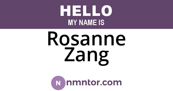 Rosanne Zang
