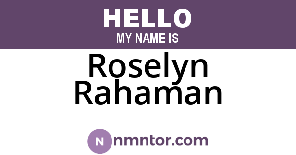 Roselyn Rahaman