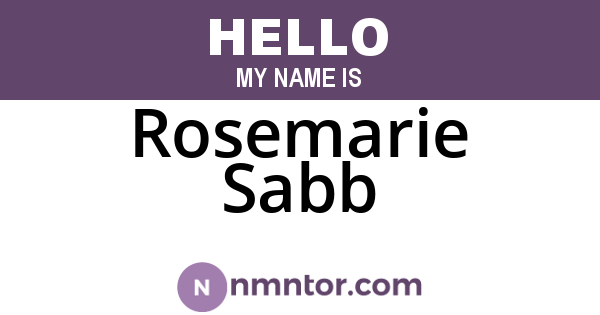 Rosemarie Sabb