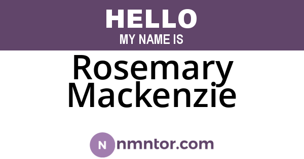 Rosemary Mackenzie
