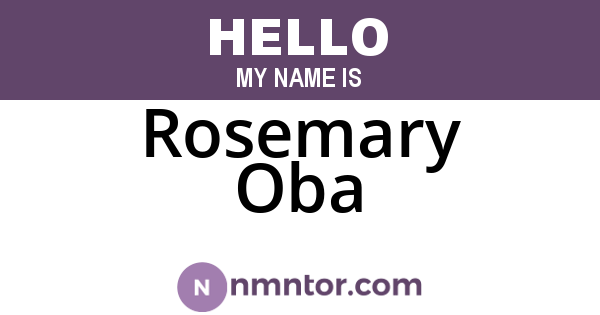 Rosemary Oba