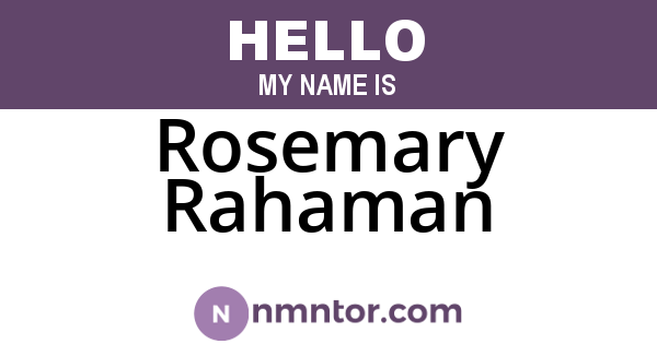 Rosemary Rahaman