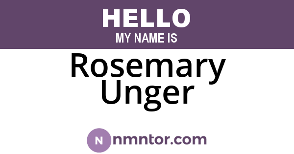Rosemary Unger
