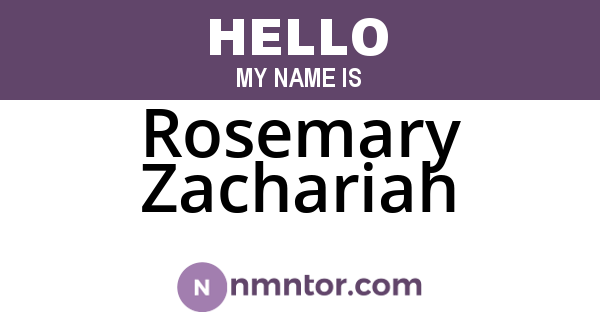 Rosemary Zachariah
