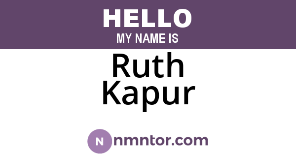 Ruth Kapur