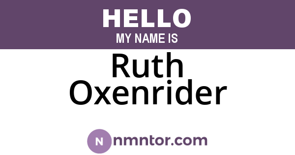 Ruth Oxenrider
