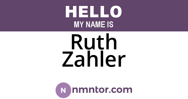 Ruth Zahler