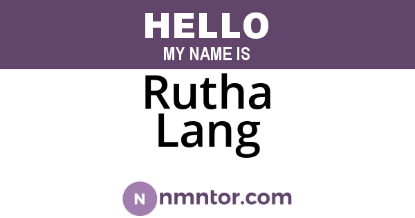 Rutha Lang
