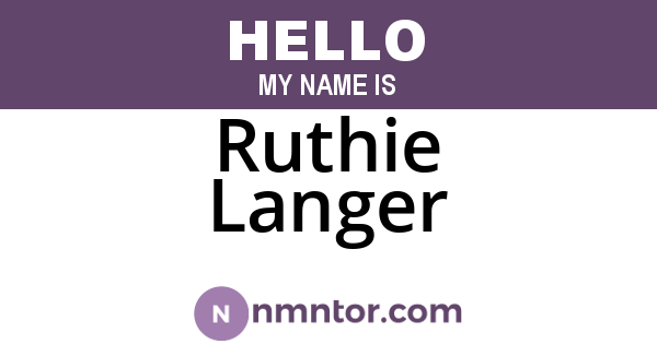 Ruthie Langer