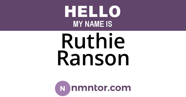 Ruthie Ranson