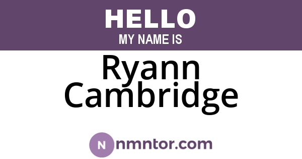 Ryann Cambridge