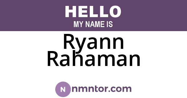Ryann Rahaman