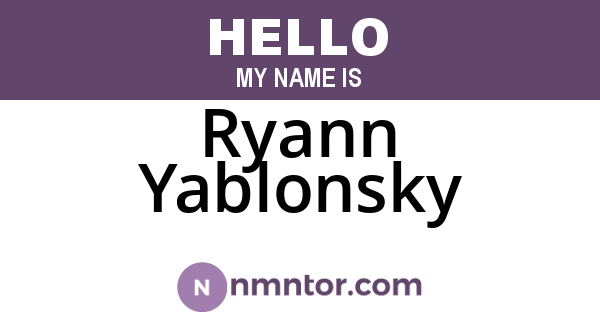 Ryann Yablonsky