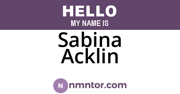 Sabina Acklin