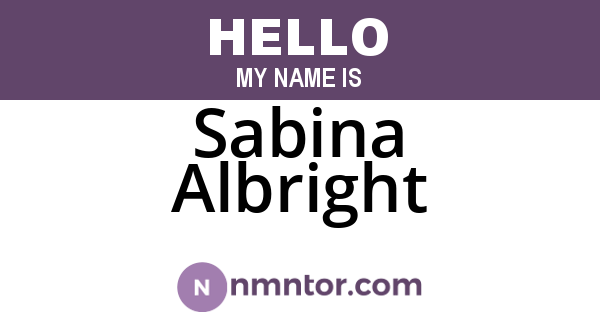 Sabina Albright
