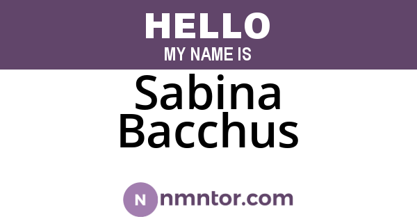 Sabina Bacchus